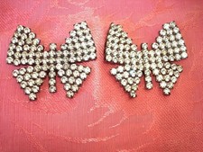 Pair of Vintage Rhinestone Butterfly Shoe Clips Clear Rhinestones KJ