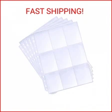 9 Pocket Trading Card Sleeves - Double-Sided Binder Pages for Sport Cards, Busin