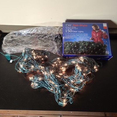 VTG 2000s Net-Style Christmas Lights 4'x6' 150 Clear Mini Bulbs Indoor/Outdoor