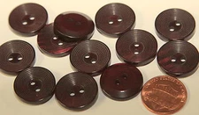 12 New Dark Burgundy Plastic Buttons Hair Over 11/16" 18mm # 5360