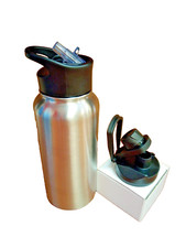32oz Stainless Steel Insulated Water Bottle W/ Straw 2 Caps Dbl Wall Leakproof