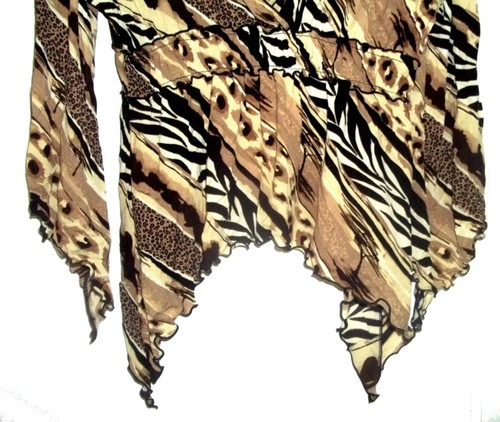 Zoey Beth Black & Brown Leopard Cheetah Animal Print Fairy Hem Top Size L - Picture 3 of 5