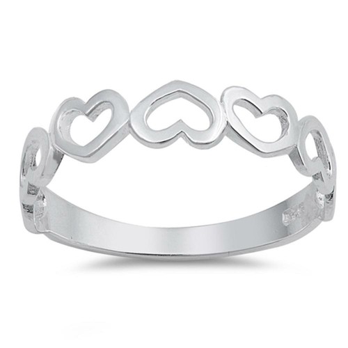 Sterling Silver Hearts Ring Romantic Heart Love Band Solid 925 New Sizes 3-12 - 第 1/3 張圖片