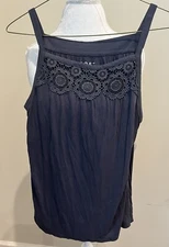 Loft womens grey tank with accent neckline- S