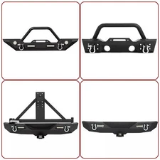For 07-18 Jeep Wrangler JK Unlimited Front/Rear Bumper w/ Winch Plate LED Lights