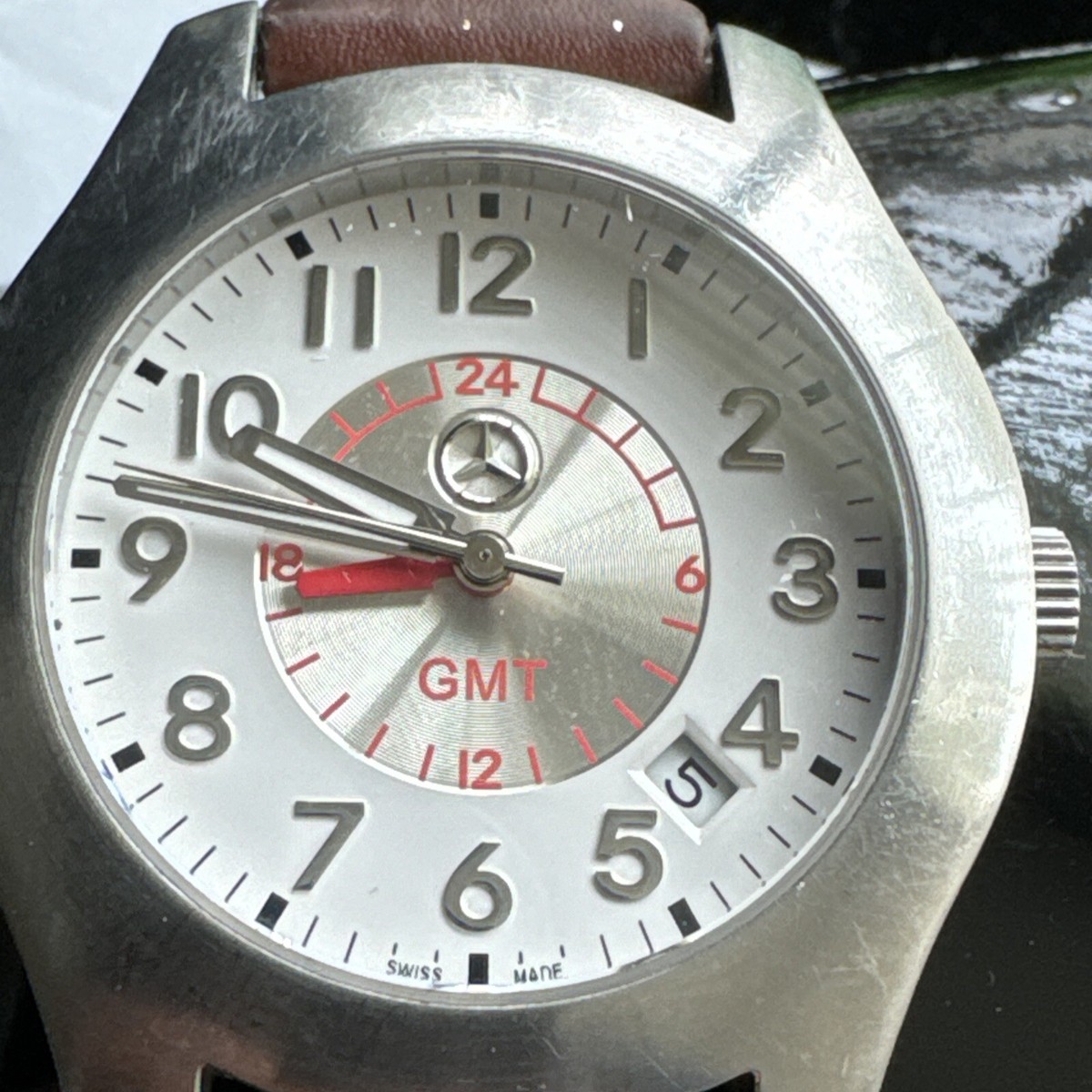 Mercedes Benz Gmt Mens Watch Classic Dual Time Zone Sport Car