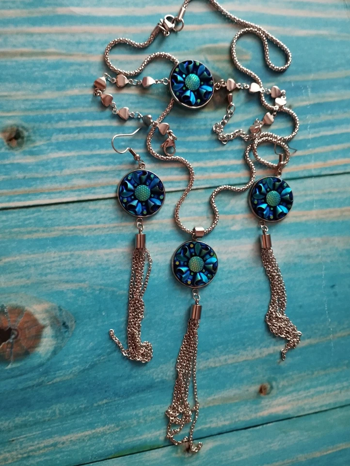 Damen Scmuck Set aus Edelstahl Anti Allergen✔ Halskette + Ohrringe+Armband - Bild 2 von 4