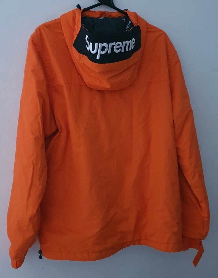FW17 Supreme Capuche Logo Demi Pull Fermeture Éclair Nylon Veste Taille L Orange