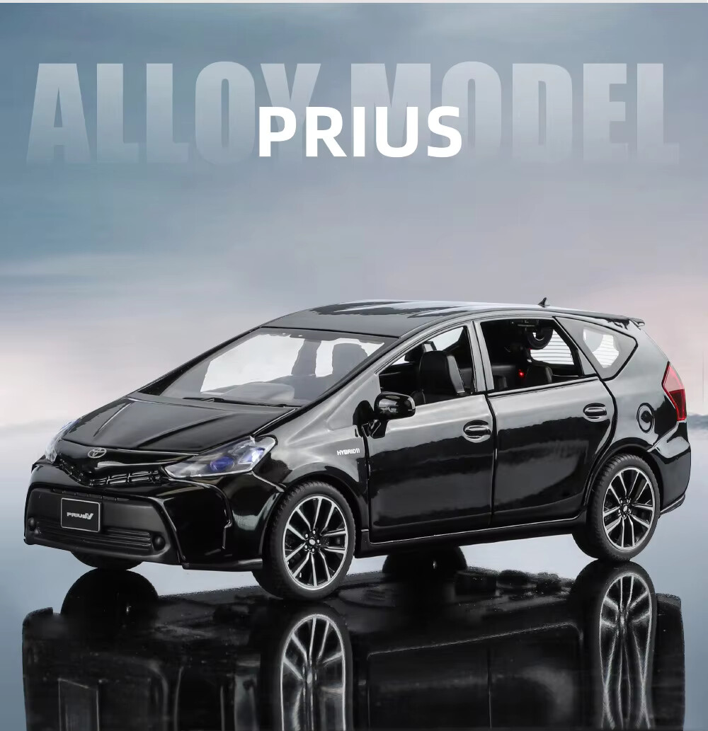 1/32 Toyota Prius Diecast Model Metal Alloy Car Sound Light Kids