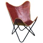 82HS Genuine Leather Butterfly Chair Folding Lounge Modern Sling Accent Seat