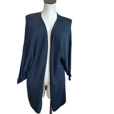 Tahari Cardigan Womens X Small Open Front Sweater Black Soft Modal Cotton