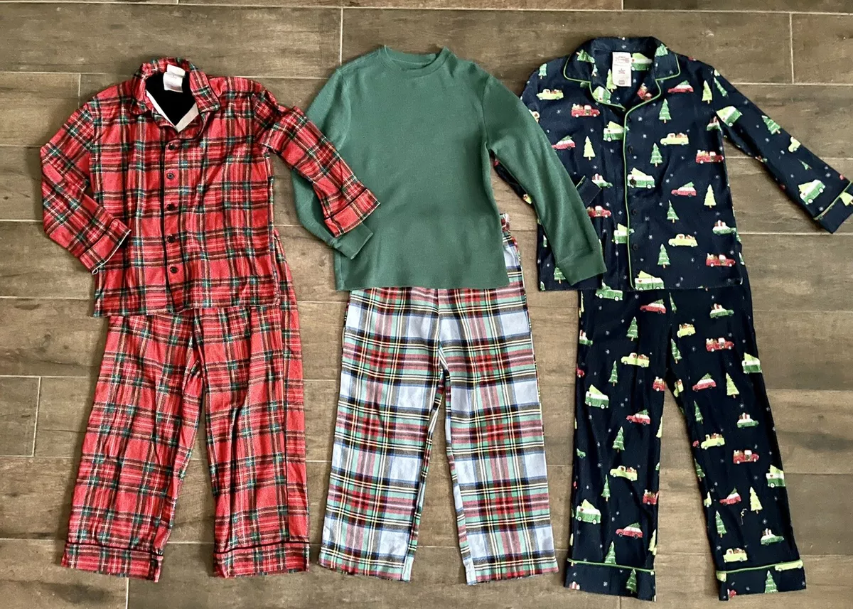 LOT of 3 FLANNEL PAJAMAS Sets LAND S END TARGET Sz. 6 Kids Christmas