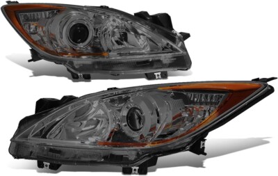 Smoke Headlights Set Left & Right Pair Headlamp For 2010-2013 Mazda 3 Halogen