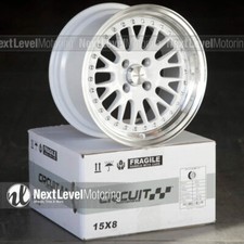 Circuit Cp21 15x8 4x100 25 White Wheels Fits Honda Civic Ek Eg Jdm Mesh