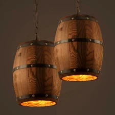 Wood Wine Barrel Pendant Lamp kitchen Hanging Ceiling Fixture Light Lighting
