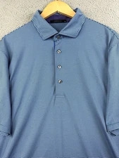 Greyson Polo Shirt Mens XL Blue Striped Stretch Golf Shirt Pocket