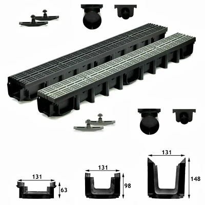 A15 Entwässerungsrinne 1,5t 1-10m Bodenrinne Tiefe 63-98-148 Line schwarz grau