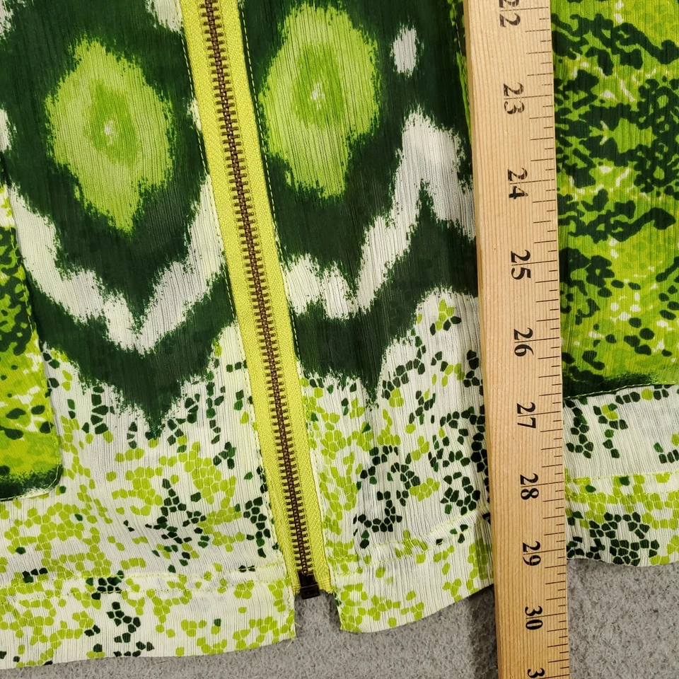 Chaqueta colorida para mujer talla L verde estampado múltiple cremallera con capucha ligera cintura ceñida Foto 3 de 4