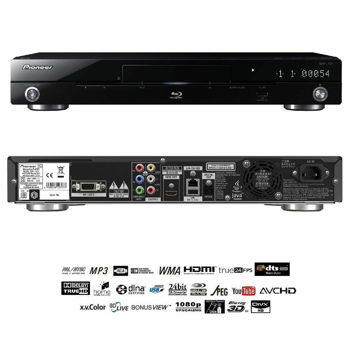 Pioneer BDP-LX54 ブルーレイプレーヤー 中古品 Pioneer BDP-LX54 3D Blu-Ray DVD Player True HD&DTS-HD Master Audio