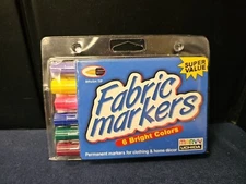 Marvy Uchida Fabric Markers 6 Primary Colors Brush Tip NEW FREE SHIPPING 