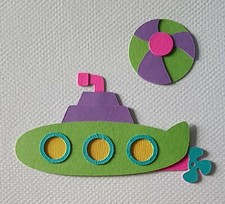 Little Submarine and Beach Ball. Scrapbook, Card Making Paper Piecing