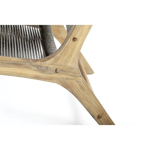 Afuera Living Modern Wood Lounge Chair in Mixed Gray Rope - Picture 6 of 7