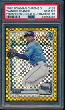 PSA 10 WANDER FRANCO 2020 Bowman Chrome X GOLD REFRACTOR X-Fractor #/3 GEM MINT