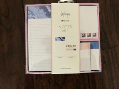 May Designs Blue sky Notes Set Note Pad Flag Pads Sticky Blue Blush Pink Grey