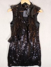 Simply Be Dress Womens 12 M Sequin Party/Evening Black LBD Shift New 