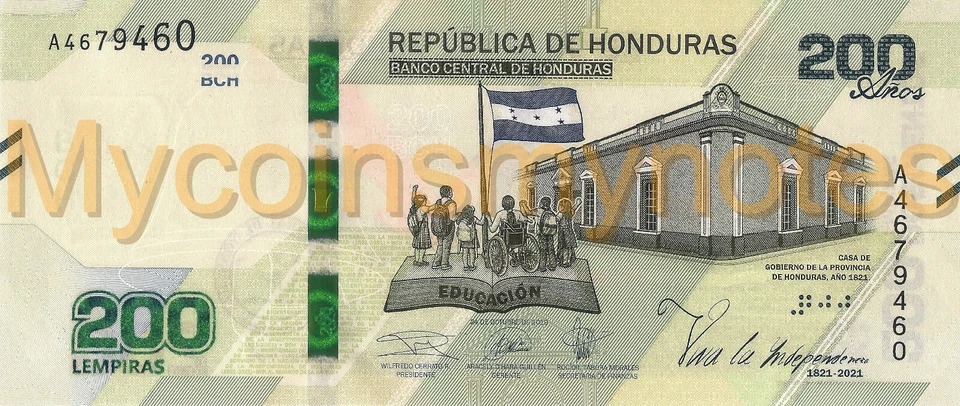 HONDURAS, 200 LEMPIRAS, 2021, PNew (Not Yet in Catalog), Commemorative, UNC - Photo 2/3