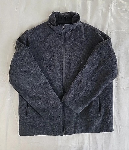 GAP Jacke Herren groß Wollmischung schwarz durchgehender Reißverschluss Bündchen Taschen gefüttert Papa Vintage