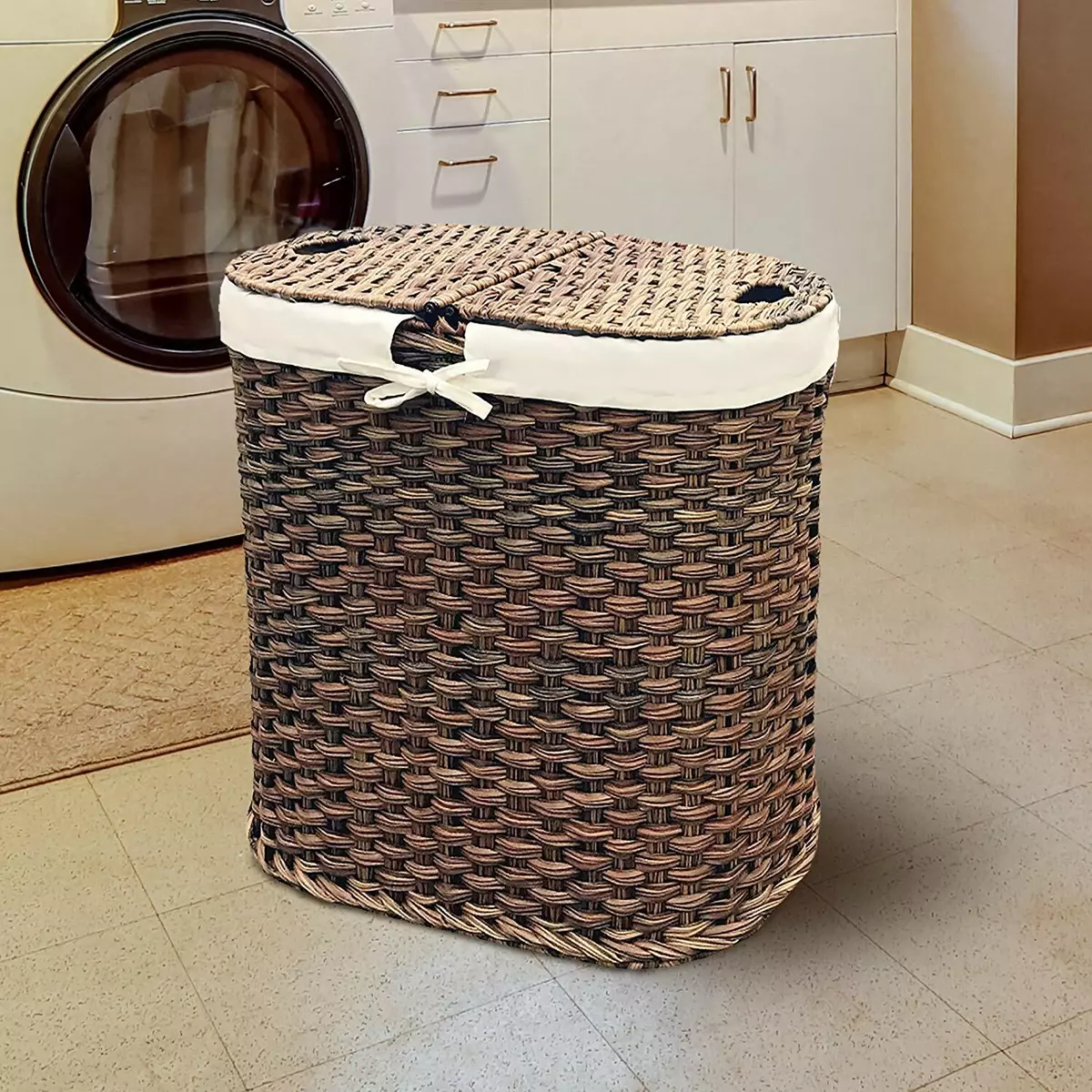 Two sided laundry basket deals