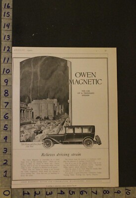 1920 OWEN WILKES BARRE MAGNETIC NEW YORK LIMO PREVO ILLUS MOTOR AUTO CAR AD UT07
