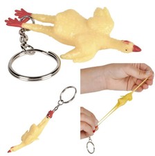 Stretch Rubber Chicken Keychain 3 Inch Yellow Mini Rubber Chickens for Purses