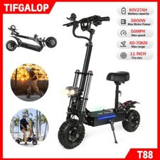 Tifgalop Electric Scooter Adult 5600W Dual Motor Off Road E-Scooter 50 MPH 60V