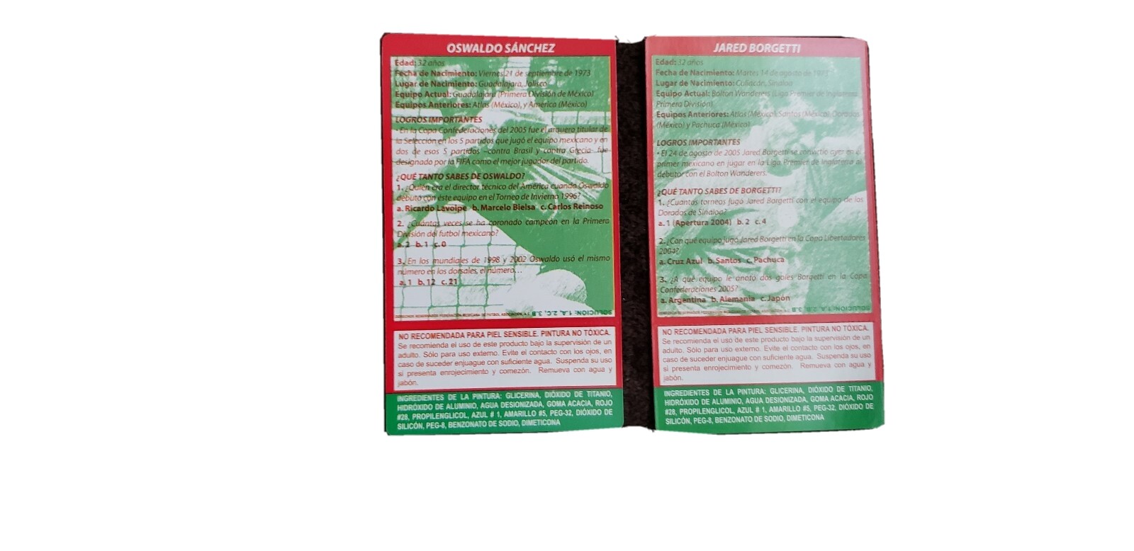 KELLOGG'S 2006 PROMOTIONAL SOCCER CARD - JARED BORGETTI & OSWALDO SANCHEZ RARE