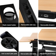 Artiss Drawing Desk Stool Set Drafting Table Adjustable Angle Tilt Drawers Black — image 7