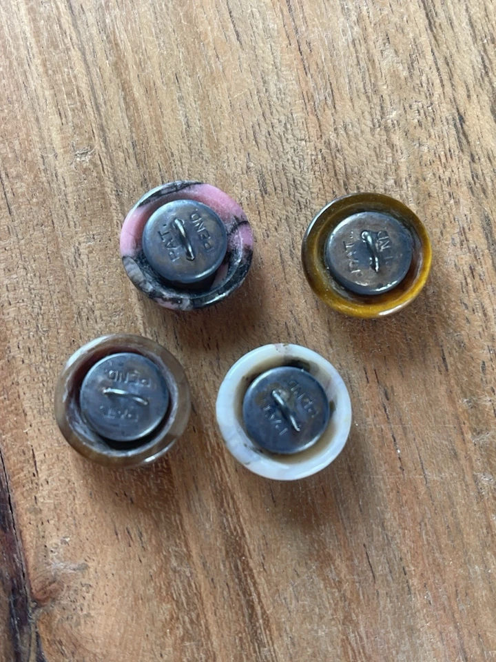 LOT OF 4 ANTIQUE 1890S AGATE MOSS STONE SEWING BUTTON VICTORIAN EDWARDIAN 5/8” C - Image 3 of 3