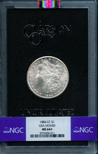 1884-CC $1 Silver Morgan Dollar MS 64+ GSA NGC Slab # 5974206-011 + Bonus