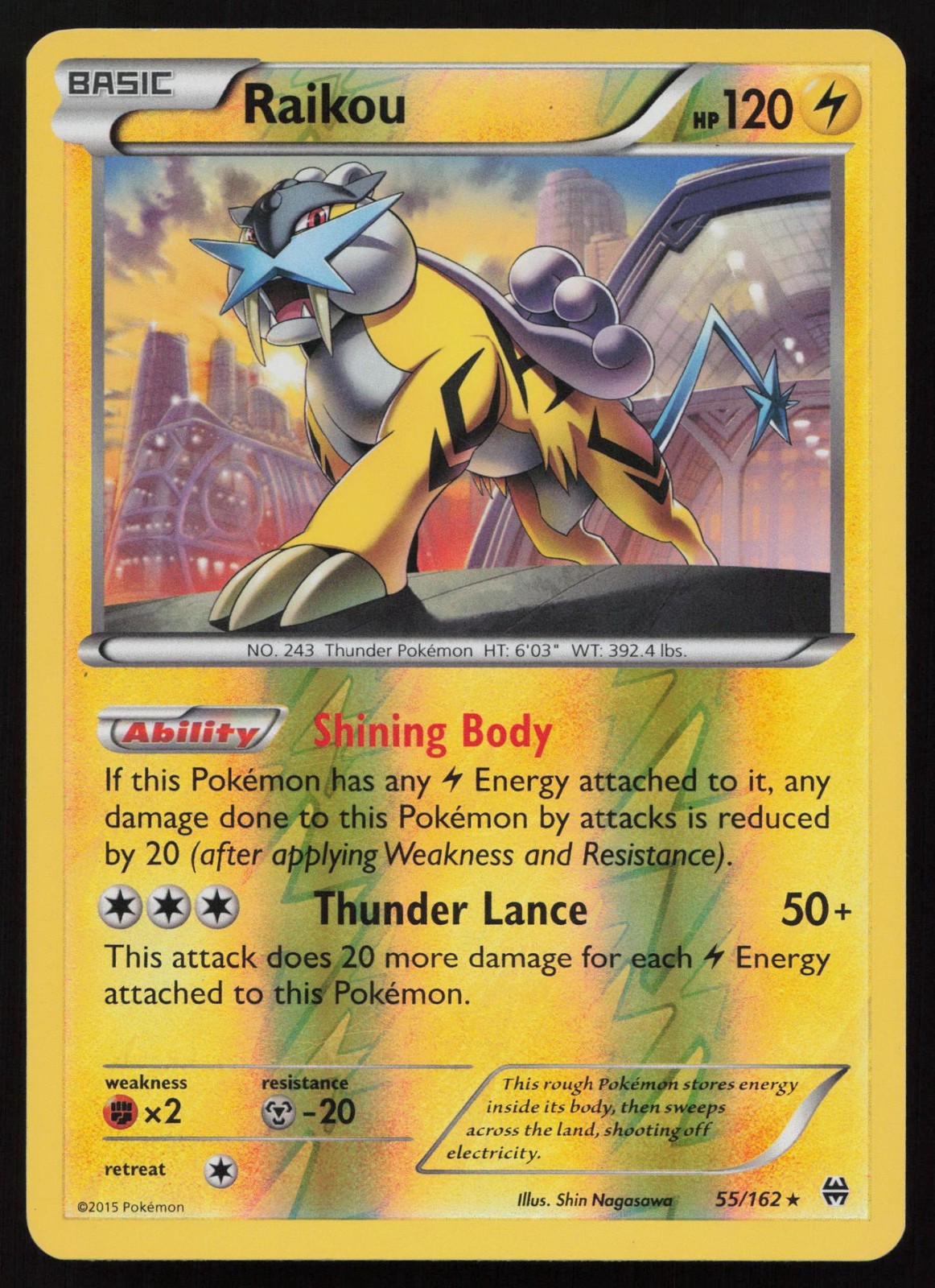 Raikou 55/162 Reverse Holo Holo Rare BREAKthrough Pokemon LP