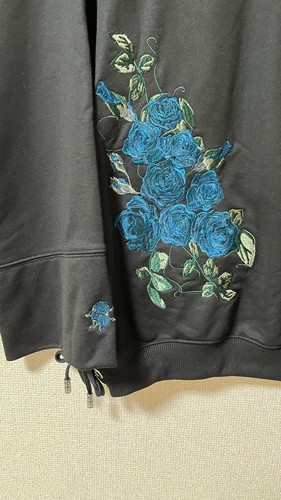 Ado x HARE Collab Side Lace-up Rose Embroidered Sweatshirts Black S(US XS) - Picture 5 of 15