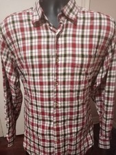 David Donahue Mens L Large Red Plaid Check Long Sleeve Button Down Shirt