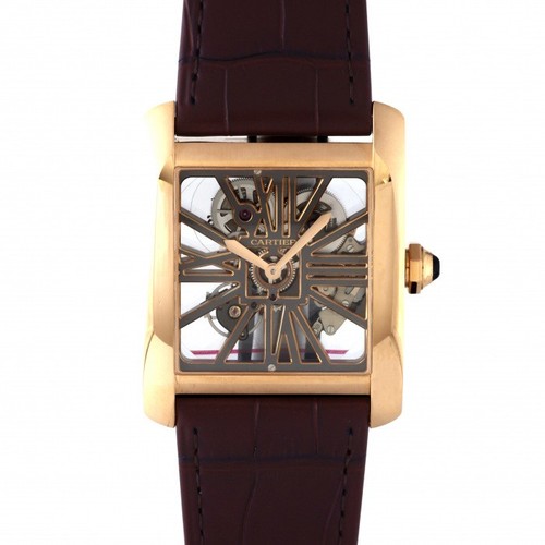 Cartier Tank W5310040 Pink Gold 43.8mm Gray Dial Mechanical (Manual) #YKW073