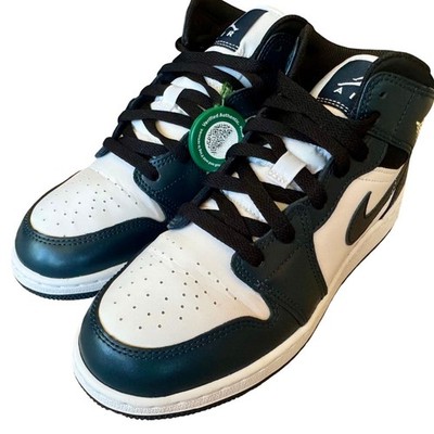 Nike Air Jordan 1 Mid Dark Teal White Kids 6Y 554725-411 Basketball Shoes