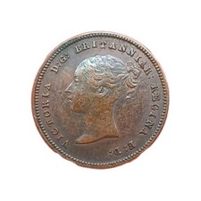 1844 Queen Victoria Copper Fractional Half Farthing Coin