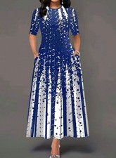 NEW PLUS SIZE 22 24 BLUE WHITE POLKA DOT FIT ...
