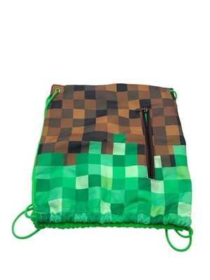 Píxel Gamer Draw String Bag backpack Minecraft Green Brown Black