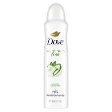 4 PACK of Dove Deodorant Spray 02/2025 Cucumber and Green Tea Aluminum Free