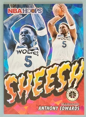 2023-24 NBA Hoops Premium Stock Sheesh Anthony Edwards 19 Red Cracked Ice #d /99