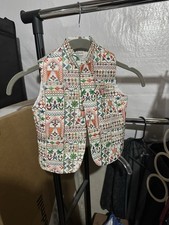 Litsy Bitsy Boys Multicolored White Waistcoat - 2Y